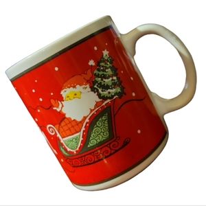 Vtg Santa Reindeer Sleigh Ceramic Mug Cup Coffee Tea Hot Chocolate